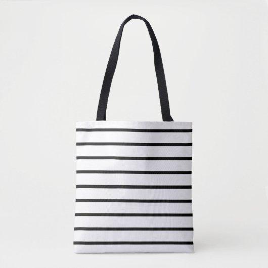Wit-en-zwart streepjesontwerp tote bag (Voorkant)
