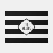 Wit en zwart strepenpatroon deurmat (Voorkant)