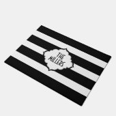 Wit en zwart strepenpatroon deurmat (Schuin)