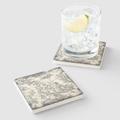  wit en zwart Toile de Jouy paar Stenen Onderzetter (Zijkant)