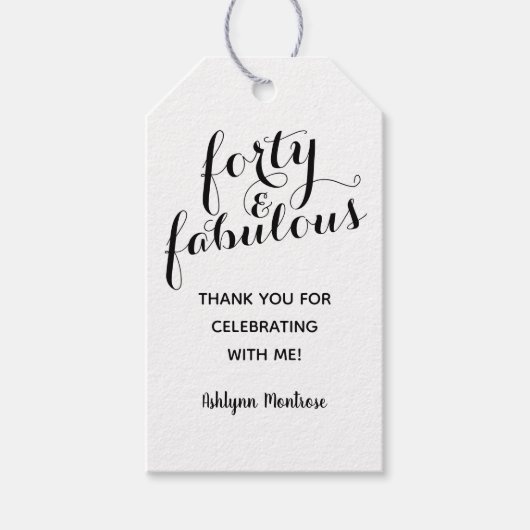 Wit en Zwart Veertig en Fabulous Cadeaulabel (Voorkant)