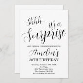 Wit en Zwart Verrassingsfeestje Kaart (Voorkant / Achterkant)