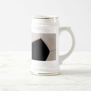 Wit en zwart Voetbal Bierpul