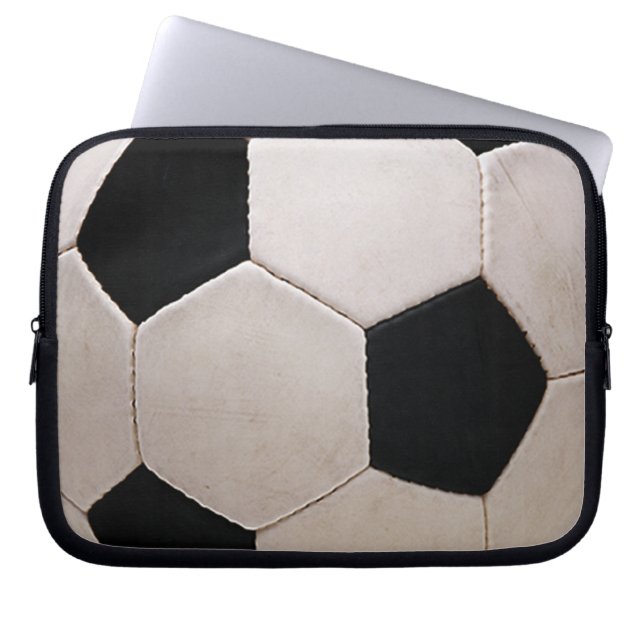 Wit en zwart Voetbal Laptop Sleeve (Voorkant)