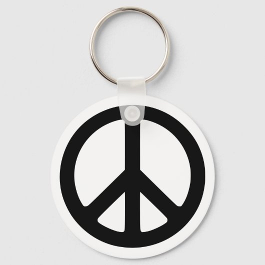 Wit en zwart vredessymbool sleutelhanger (Voorkant)