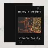 Wit en zwart Vrolijk kerstfeest één Foto Feestdagenkaart (Voorkant / Achterkant)