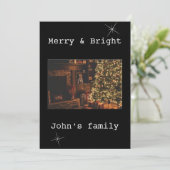 Wit en zwart Vrolijk kerstfeest één Foto Feestdagenkaart (Staand voorkant)