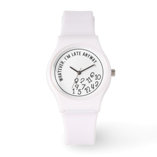 Wit en zwart wat ik altijd laat ben horloge (Voorkant)