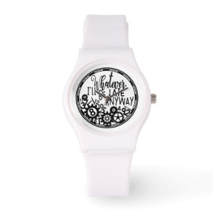 Wit en zwart wat ik te laat ben. horloge