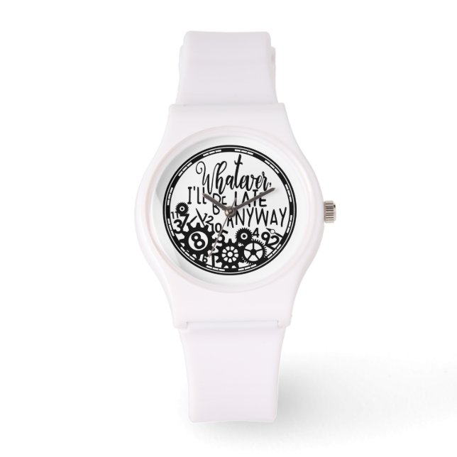 Wit en zwart wat ik te laat ben. horloge (Voorkant)
