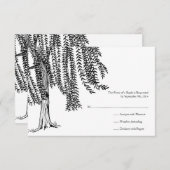 Wit en zwart Willow Tree Wedding RSVP (Voorkant / Achterkant)