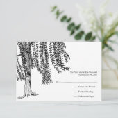 Wit en zwart Willow Tree Wedding RSVP Kaartje (Staand voorkant)