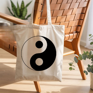 Wit en zwart Yin en Yang-symbool Tote Bag