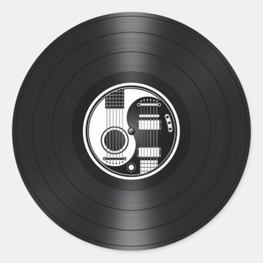 Wit en Zwart Yin Yang Gitaren Vinyl Graphic Ronde Sticker (Voorkant)
