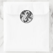 Wit en Zwart Yin Yang Phoenix Ronde Sticker (Tas)