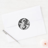 Wit en Zwart Yin Yang Phoenix Ronde Sticker (Envelop)