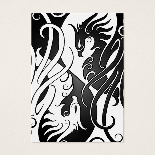 Wit en Zwart Yin Yang Phoenix Visitekaartjes (Voorkant)
