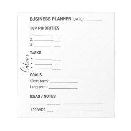Wit en zwart zakelijk planner notitieblok