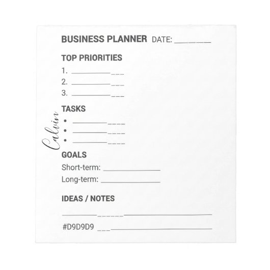 Wit en zwart zakelijk planner notitieblok (Voorkant)