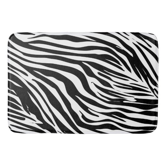 Wit en zwart zebra strepenpatroon badmat (Voorkant)