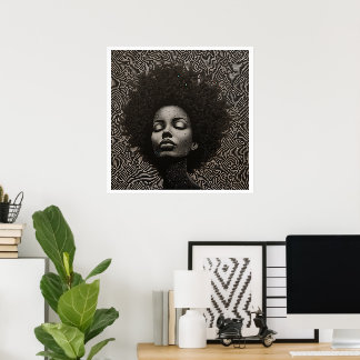 Wit en zwart, zwarte vrouw trots portret poster