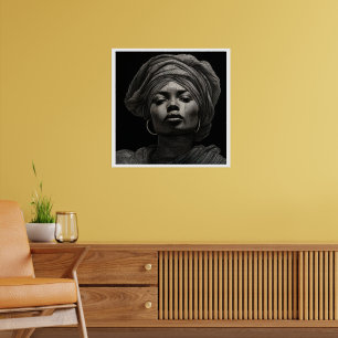 Wit en zwart, zwarte vrouw trots portret poster