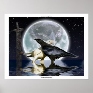 WIT- EN ZWARTE RAVENS, TOTEM- EN MOON-Poster Poster