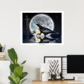 WIT- EN ZWARTE RAVENS, TOTEM- EN MOON-Poster Poster (Thuiskantoor)