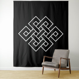 Wit Endloos Knooppunt Symbool op Zwart Wandkleed