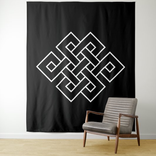 Wit Endloos Knooppunt Symbool op Zwart Wandkleed (In situ)