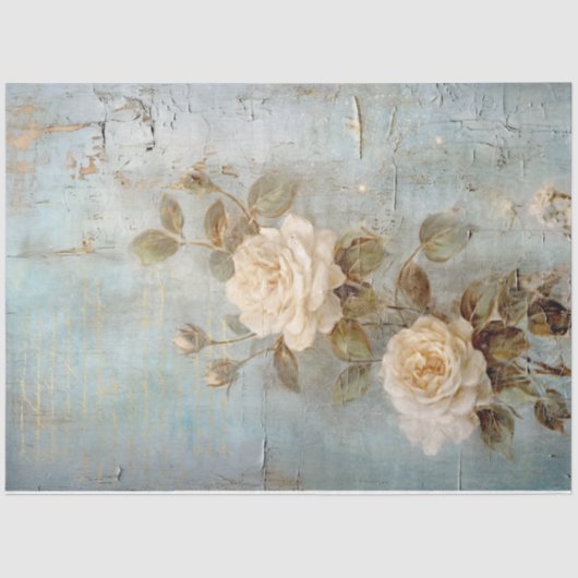  wit Engels rozen goud folie ornament Tissuepapier (Voorkant)