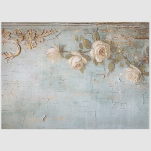  wit Engels rozen goud folie ornament Tissuepapier (Voorkant)