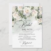 wit Engels rozen groen Bruids brunch Kaart (Voorkant)