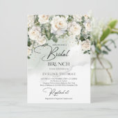 wit Engels rozen groen Bruids brunch Kaart (Staand voorkant)