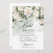 wit Engels rozen groen Bruids brunch Kaart (Voorkant / Achterkant)