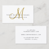 Wit enkelvoudig monogram visitekaartje (Voorkant / Achterkant)