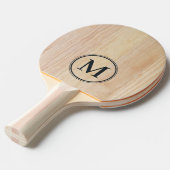 Wit essen hout monogram tafeltennisbatje (Voorkant Gekanteld)