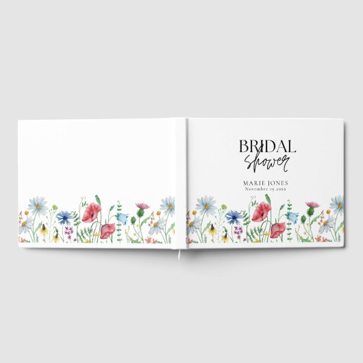 Wit esthetisch Wildflower Vrijgezellenfeest Gastenboek (Volledig)