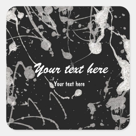 Wit etiket met Glitter Paint Splatter-sticker (Voorkant)