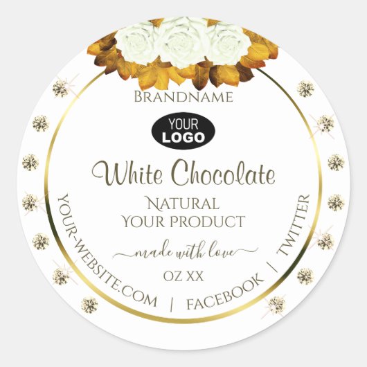 Wit etiket Oranje Roos laat juwelen Logo (Voorkant)