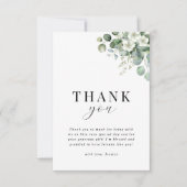 Wit Eucalyptus Watercolor Bloemen Bruiloft Feest Bedankkaart (Voorkant)