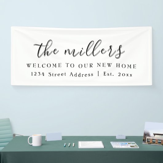 Wit familienaam Welkom | Houseopwarming Spandoek (Beurs)