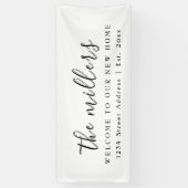 Wit familienaam Welkom | Houseopwarming Spandoek (Verticaal)