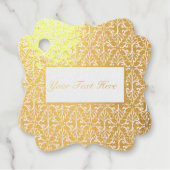 Wit Fancy scrollpatroon op glanzend goud Bedankjes Labels (Voorkant)