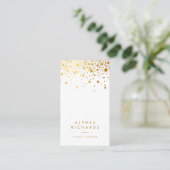 Wit | Faux Gold Foil Confetti Stippen Vezel Visitekaartje (Staand voorkant)