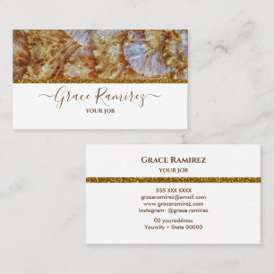 Wit Faux Gold Glitter Marble Agate Monogram B Visitekaartje
