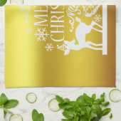Wit Faux Gold Merry Christmas Keuken Handdoek (Gevouwen)