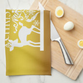 Wit Faux Gold Merry Christmas Keuken Handdoek (Quarter Fold)
