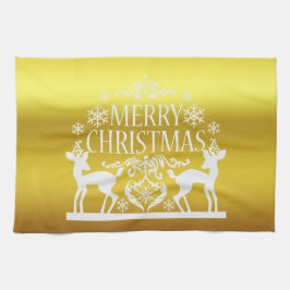Wit Faux Gold Merry Christmas Keuken Handdoek