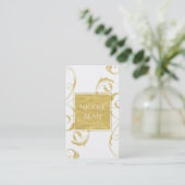 Wit & Faux Goud Bloemen Swirl Elegant Visitekaartje (Staand voorkant)
